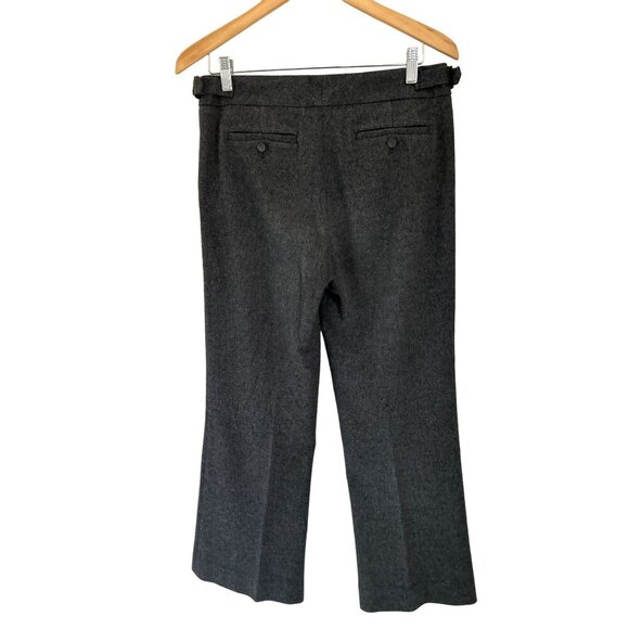 THEORY Wool Blend Trousers Heather Gray Site Buckles Wide Leg Size 8 - Picture 5 of 11